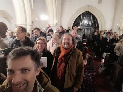 80 people attended the 2021 Carol Service at St Mary's Hardmead, looked after by the Friends of Friendless Churches and in our parish.  A good time was had by all, as you can see!